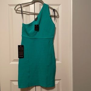 New Bebe One Shoulder Bandage Dress